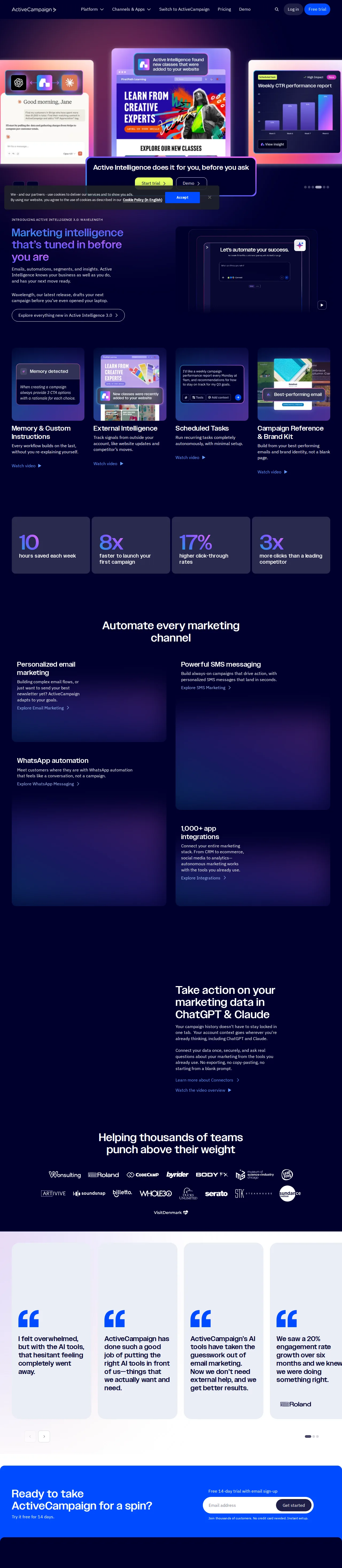 Screenshot of ActiveCampaign