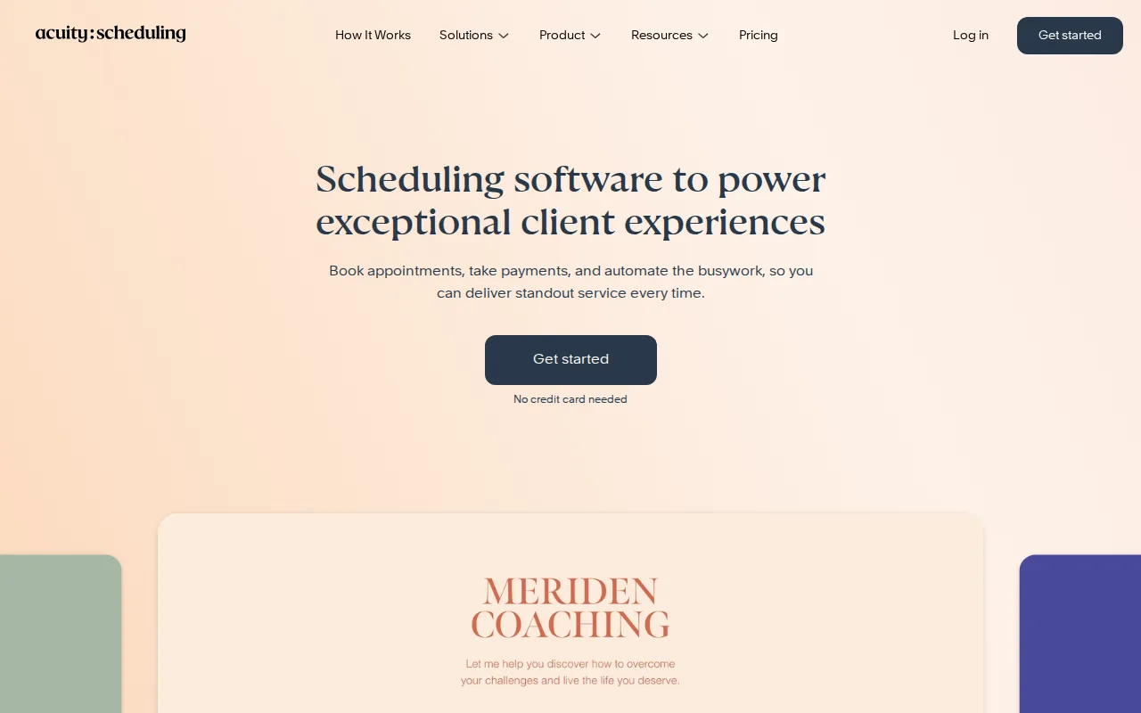Screenshot of Acuity Scheduling