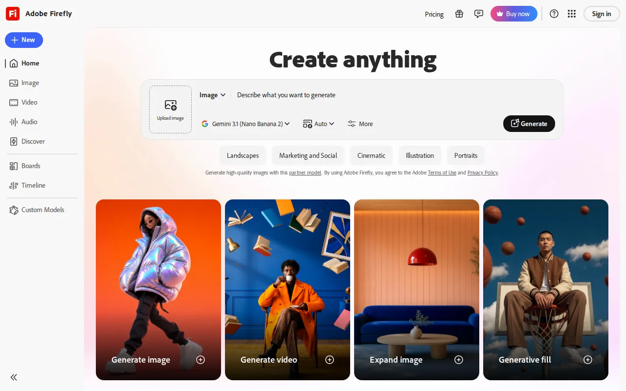 Screenshot of Adobe Firefly