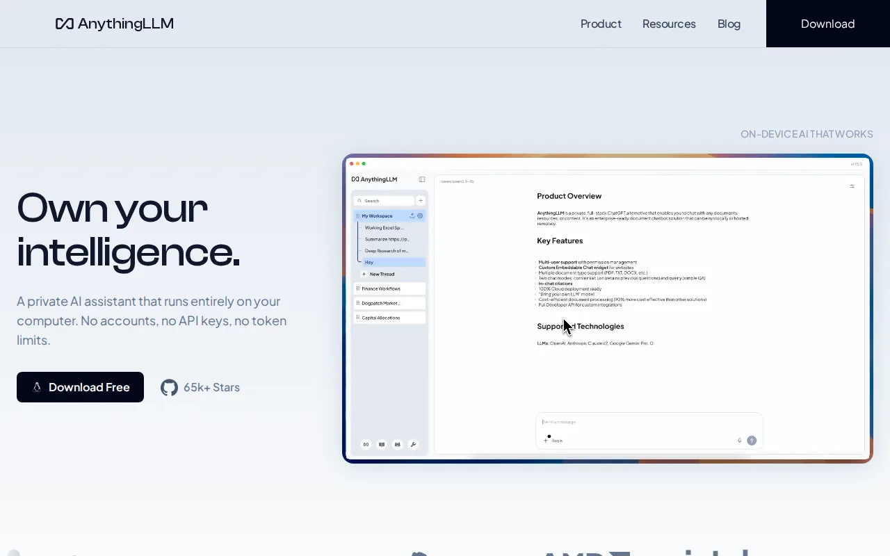 Screenshot of AnythingLLM