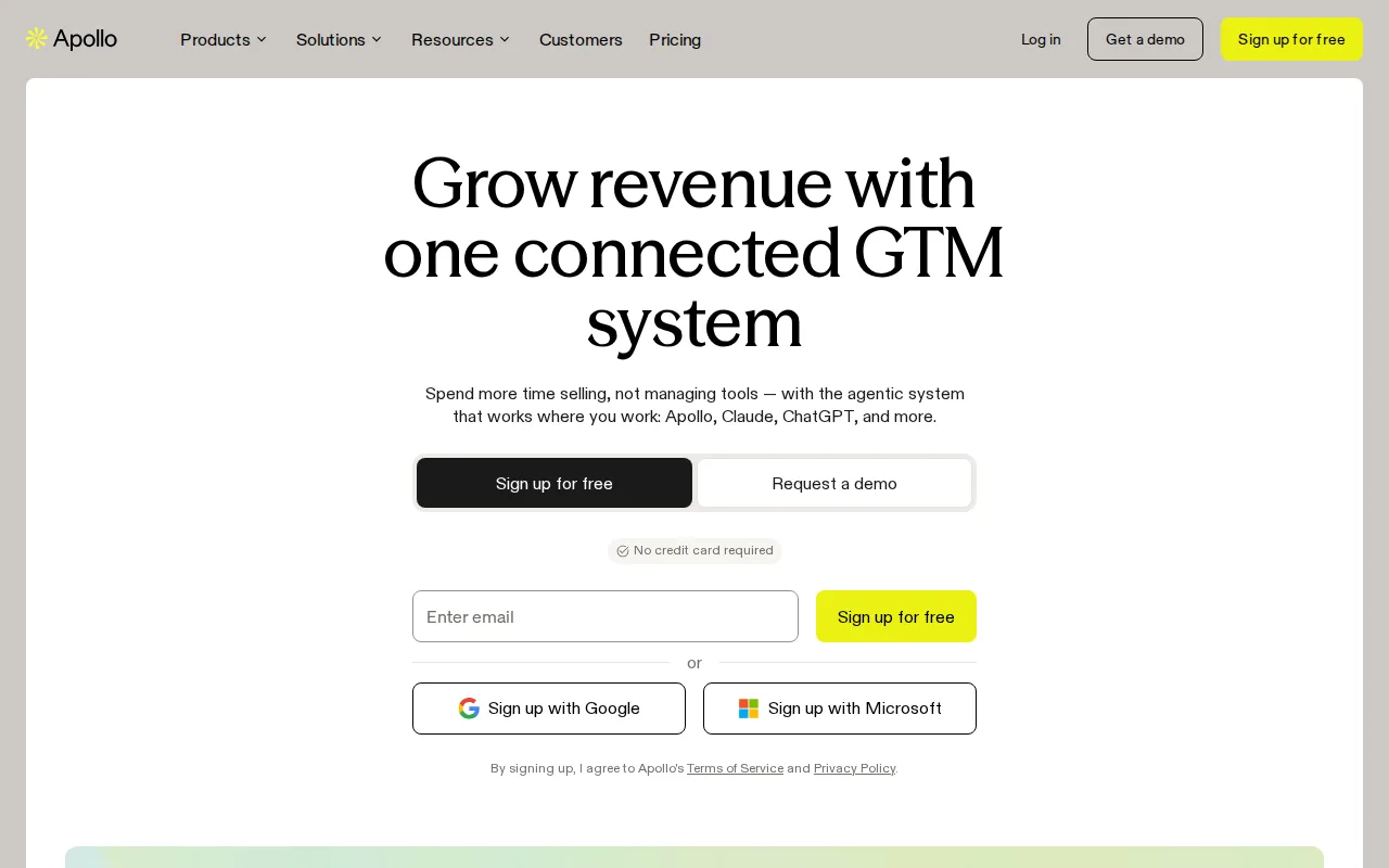 Screenshot of Apollo.io