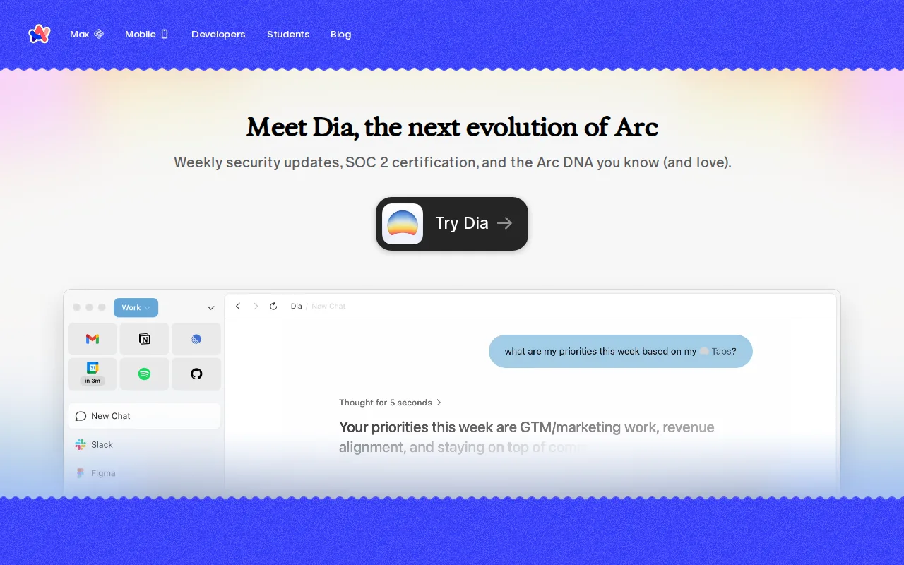 Screenshot of Arc