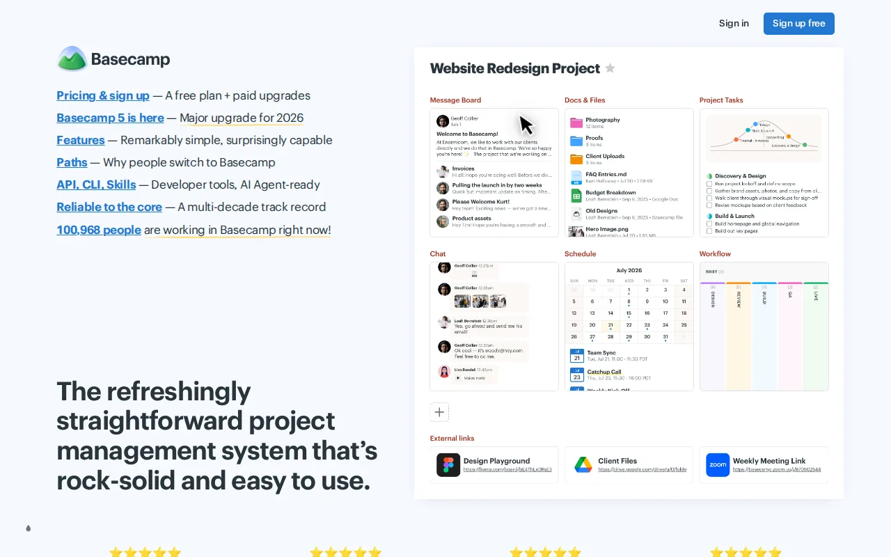 Screenshot of Basecamp