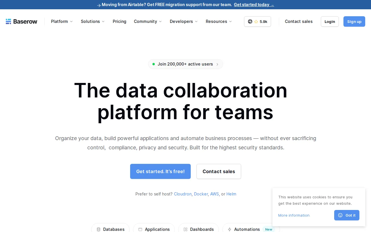 Screenshot of Baserow