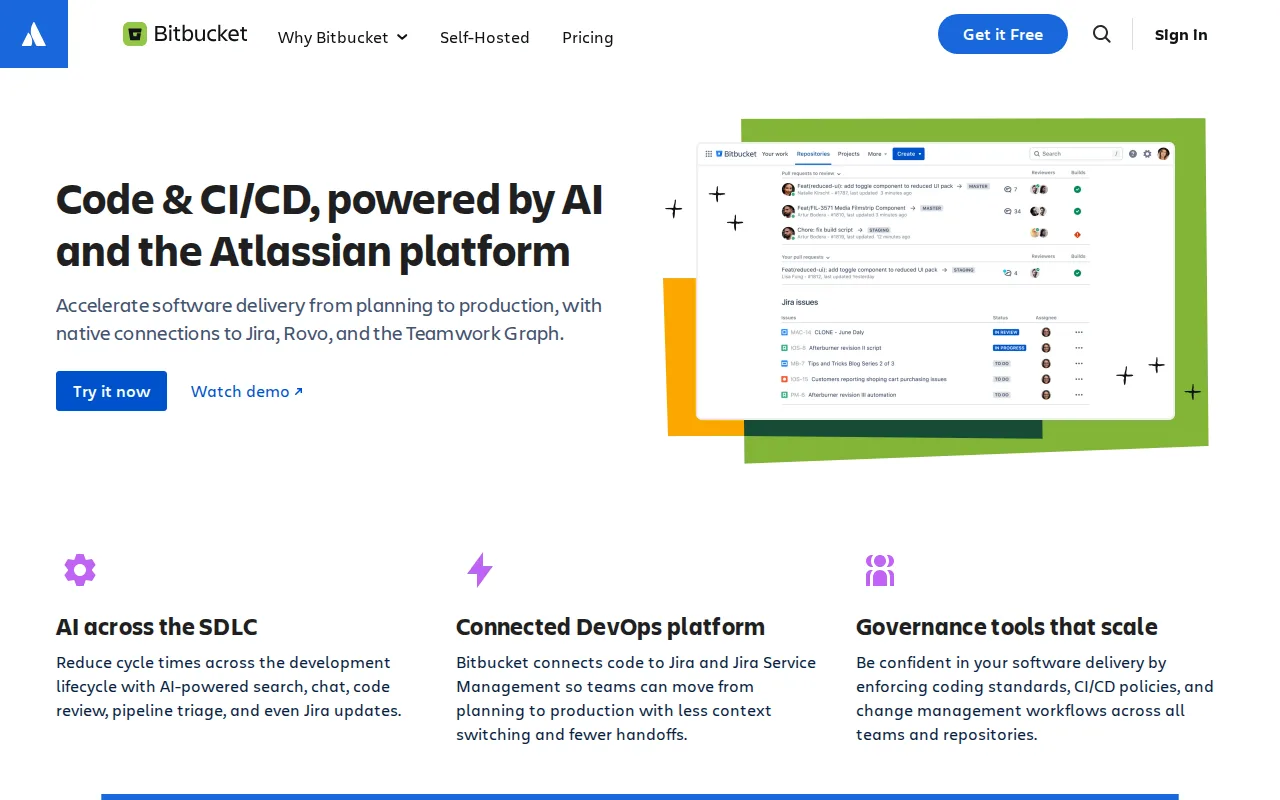 Screenshot of Bitbucket