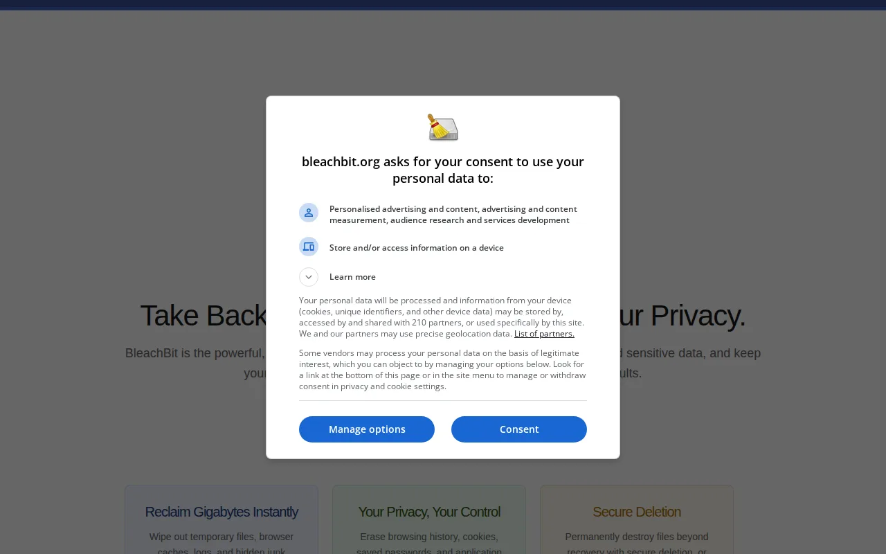 Screenshot of BleachBit