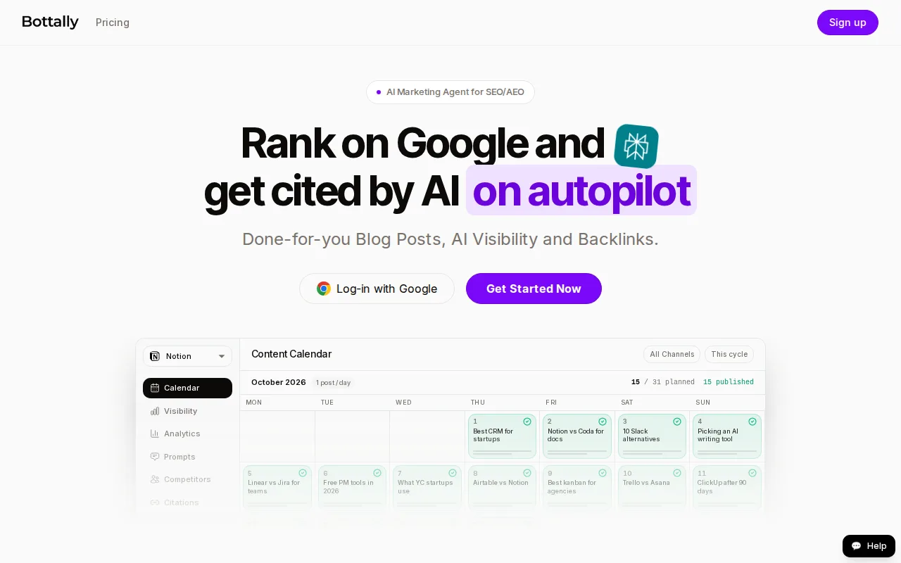 Screenshot of Bottally