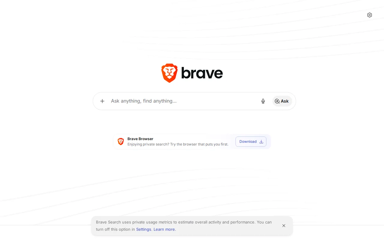 Screenshot of Brave Search