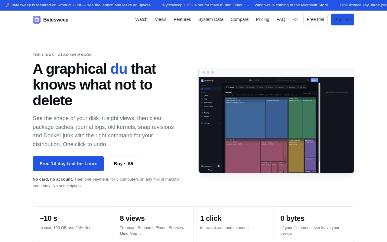 Screenshot of Bytesweep