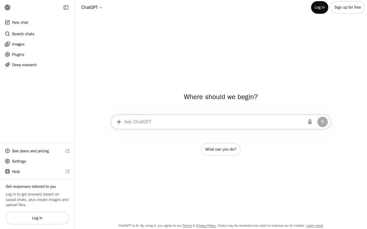 Screenshot of ChatGPT