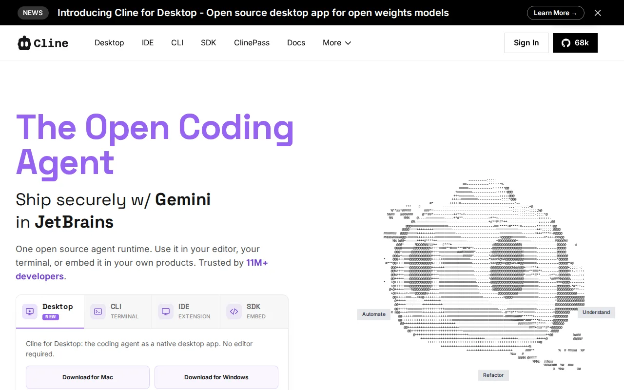 Screenshot of Cline