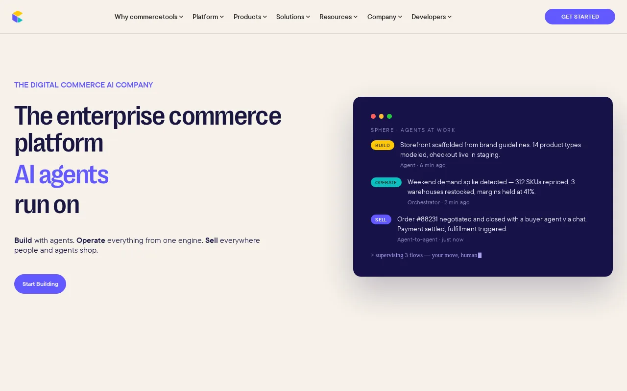 Screenshot of commercetools