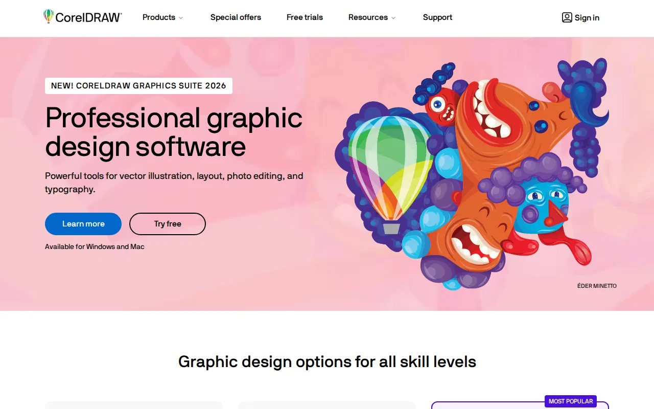 Screenshot of CorelDRAW