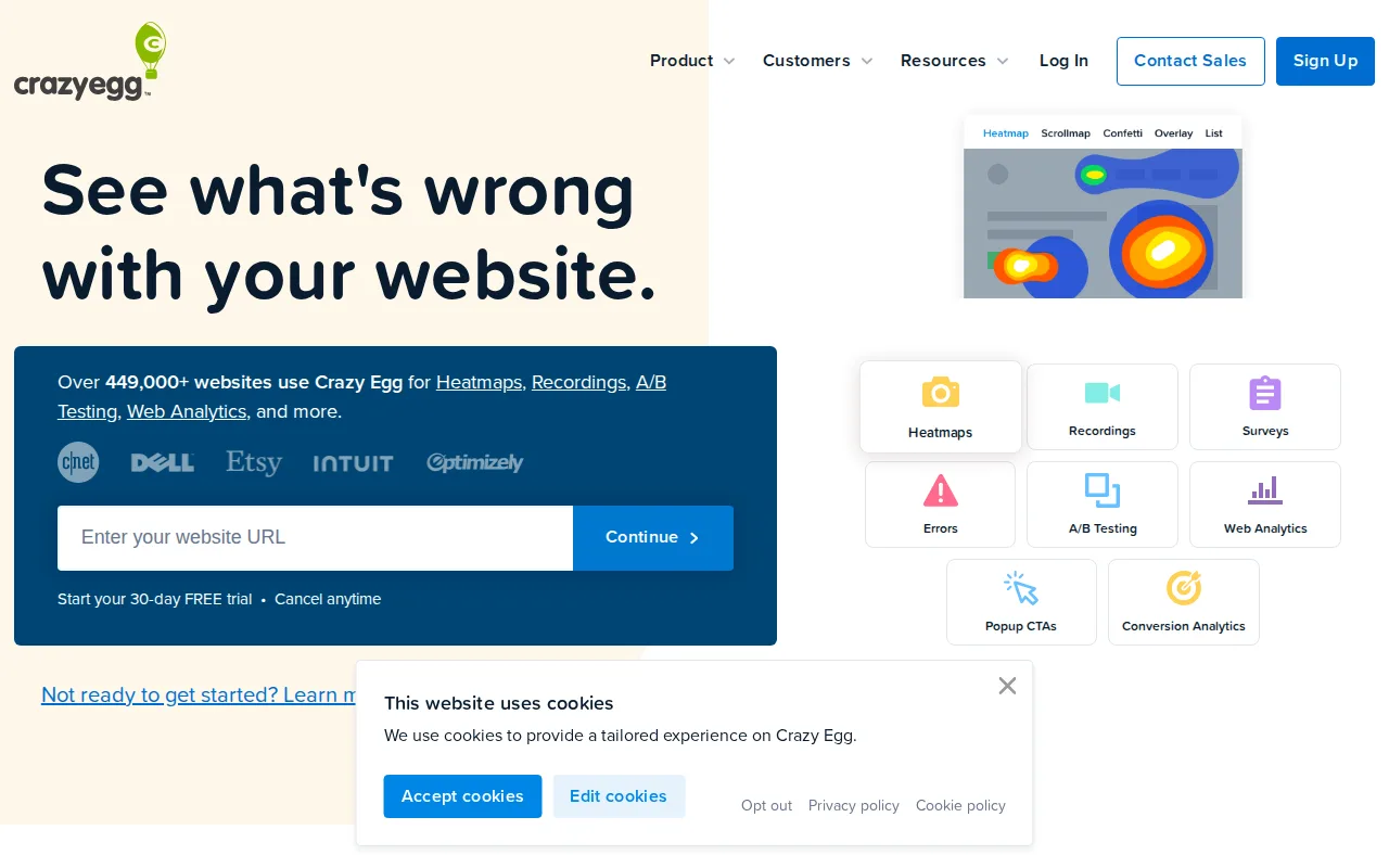 Screenshot of Crazy Egg