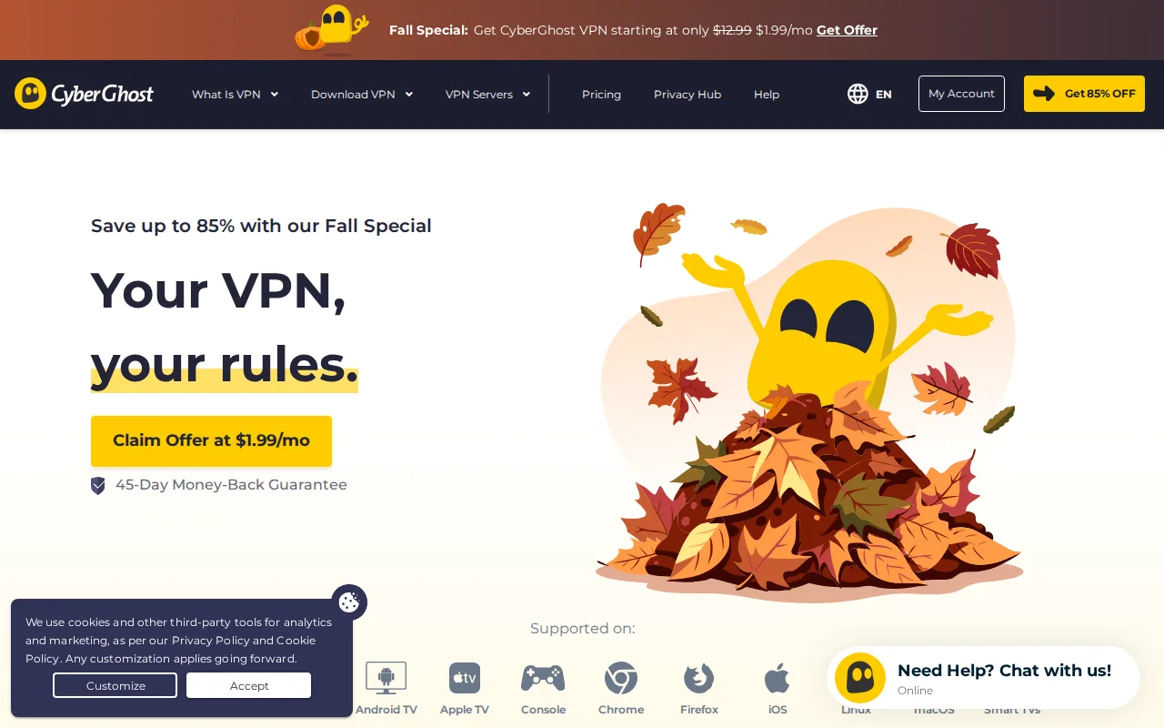 Screenshot of CyberGhost VPN