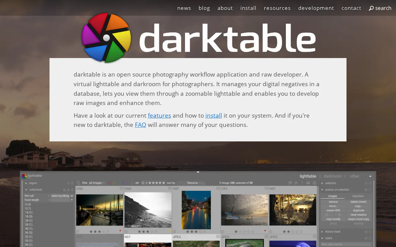 Screenshot of darktable