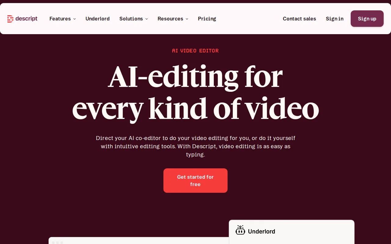 Screenshot of Descript