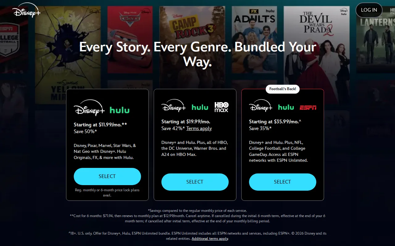 Screenshot of Disney+