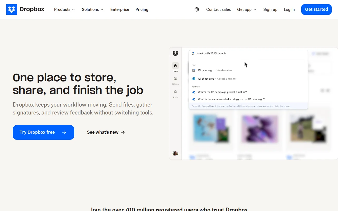 Screenshot of Dropbox