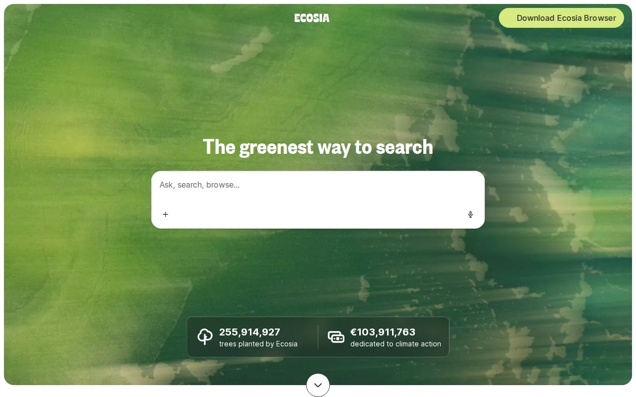 Screenshot of Ecosia