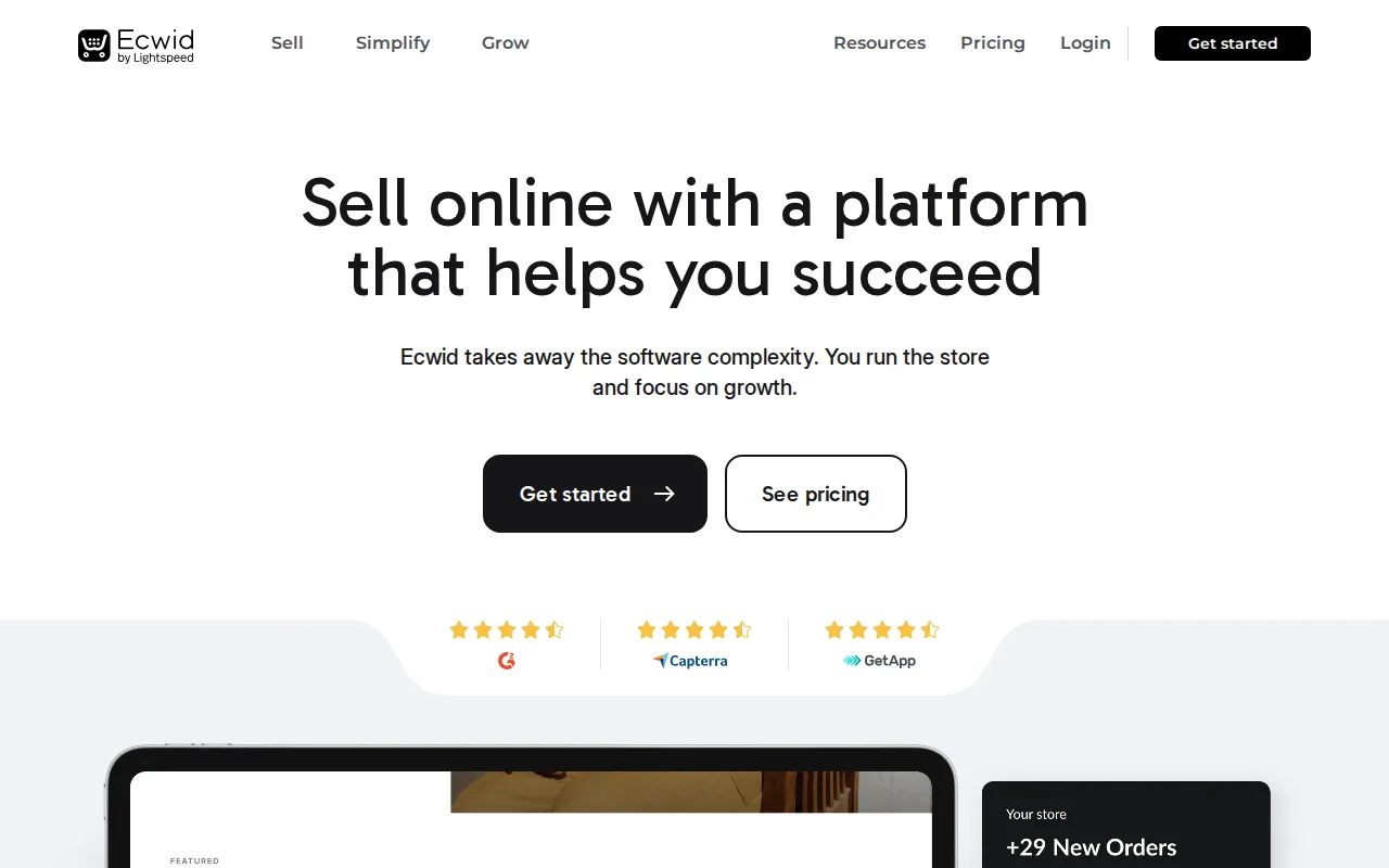 Screenshot of Ecwid