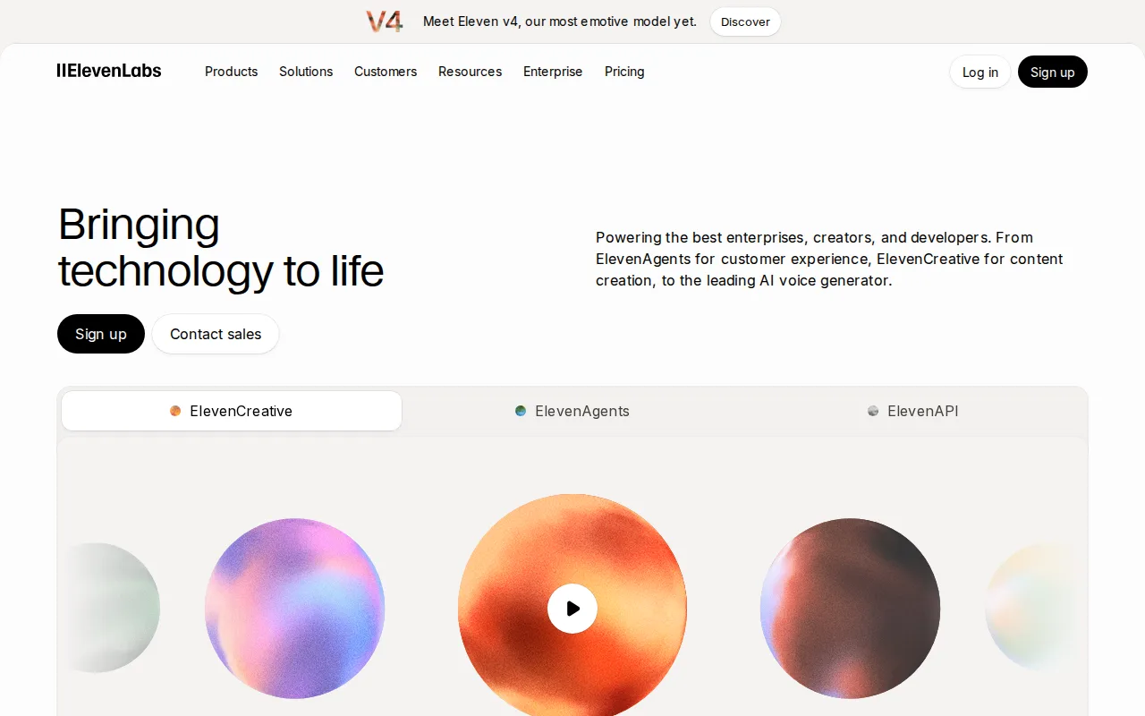 Screenshot of ElevenLabs