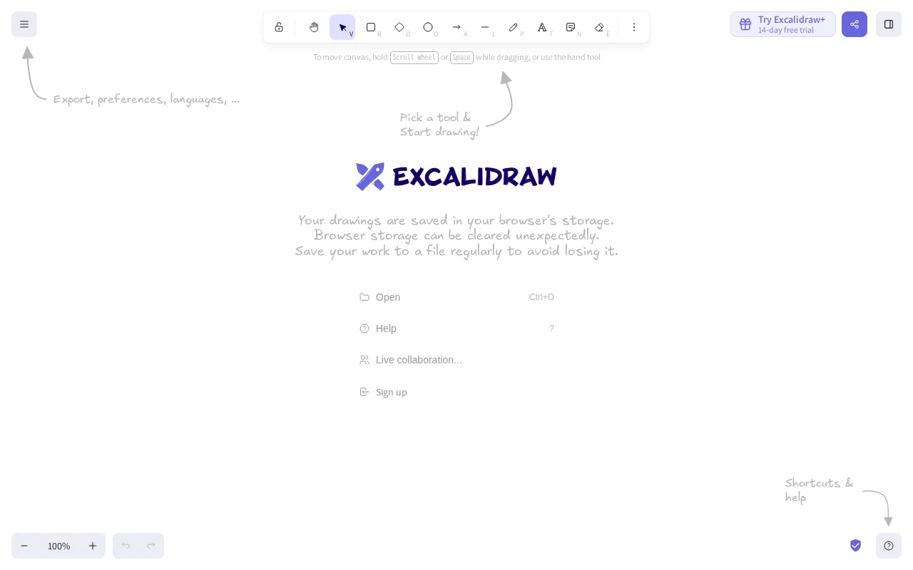 Screenshot of Excalidraw