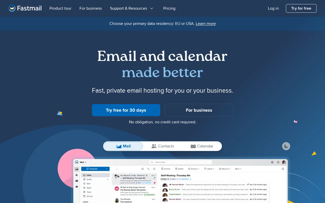 Screenshot of Fastmail