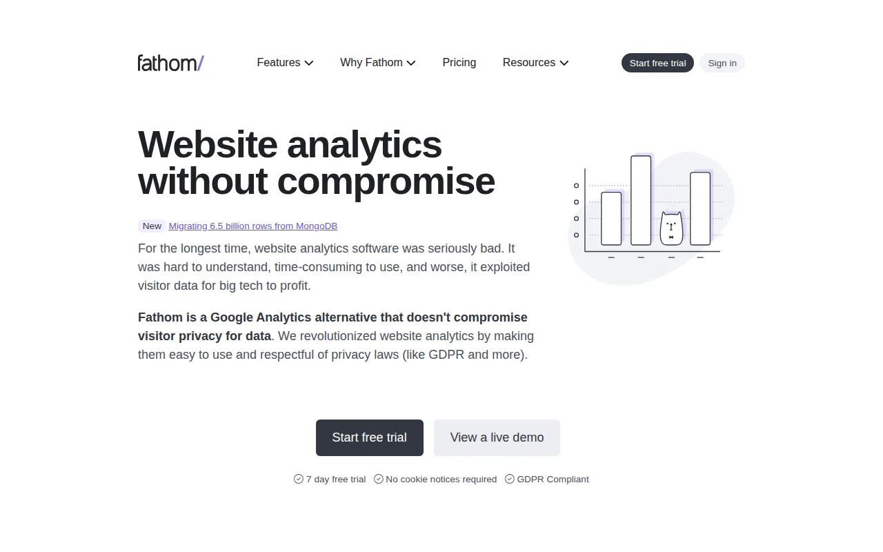 Screenshot of Fathom Analytics