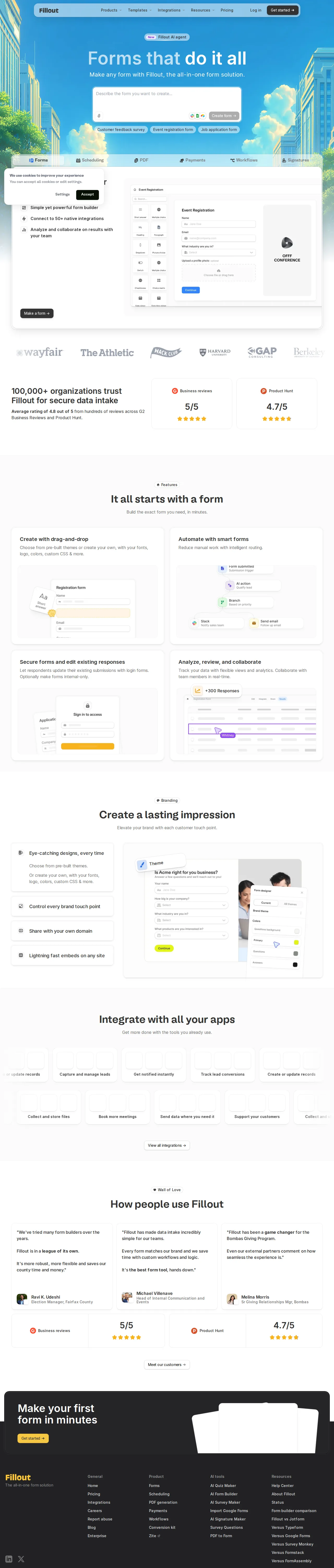 Screenshot of Fillout