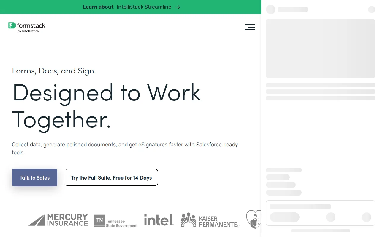 Screenshot of Formstack
