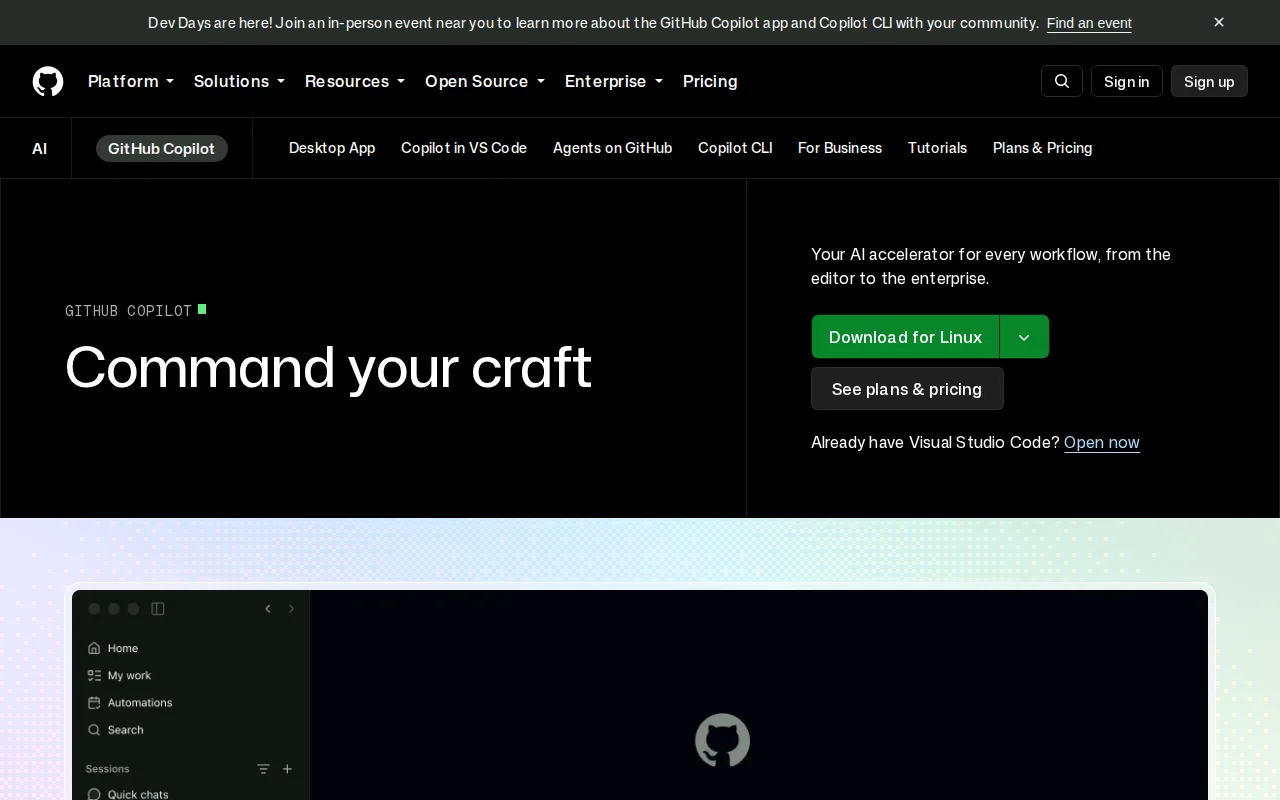 Screenshot of GitHub Copilot