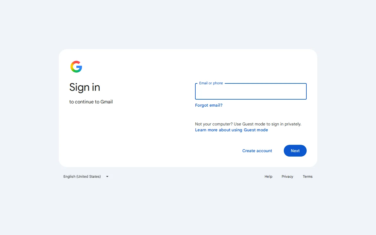 Screenshot of Gmail