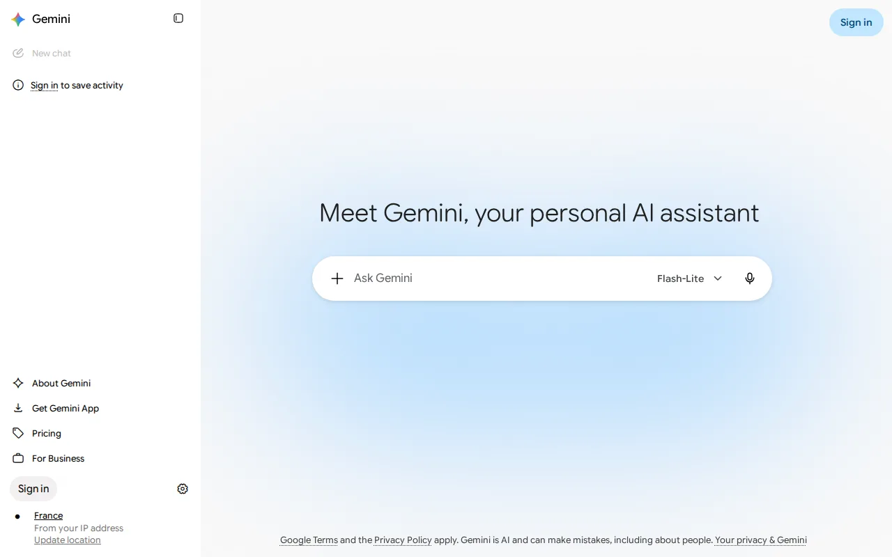 Screenshot of Google Gemini