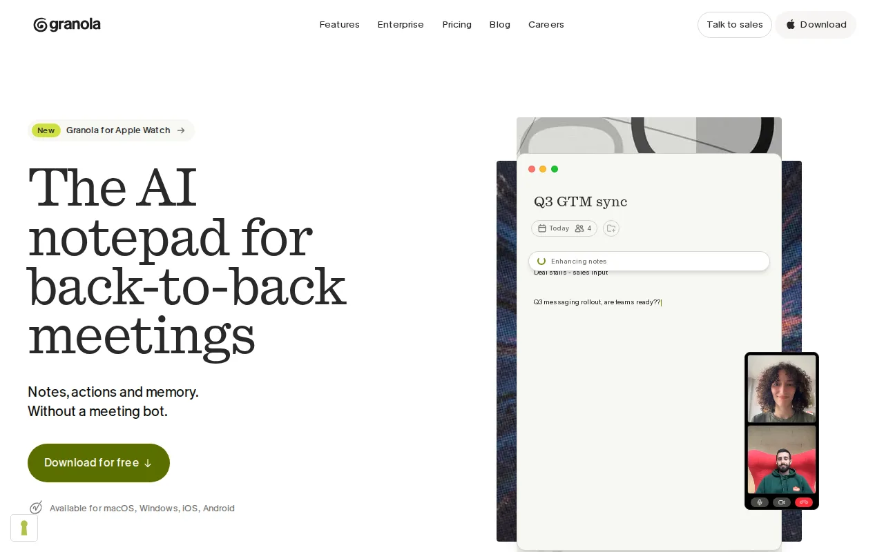 Screenshot of Granola