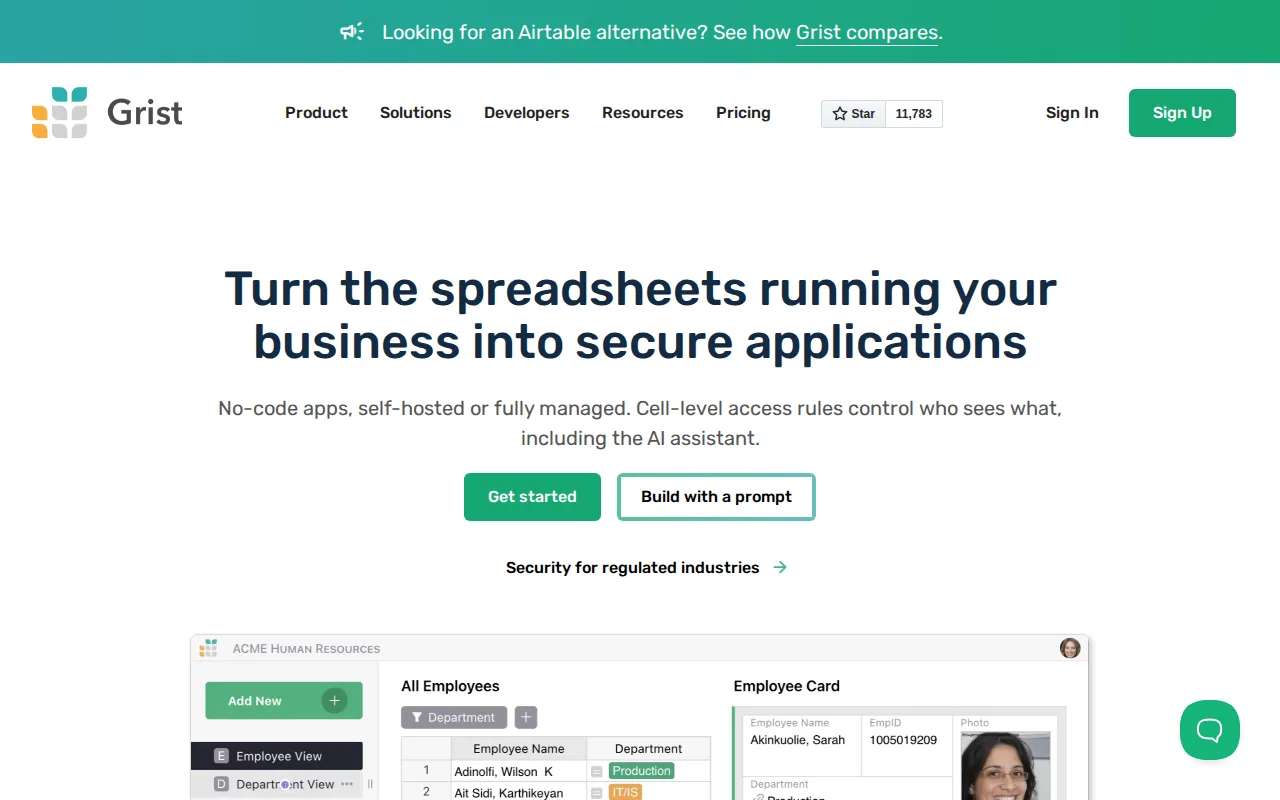 Screenshot of Grist