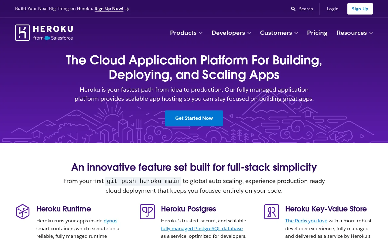 Screenshot of Heroku