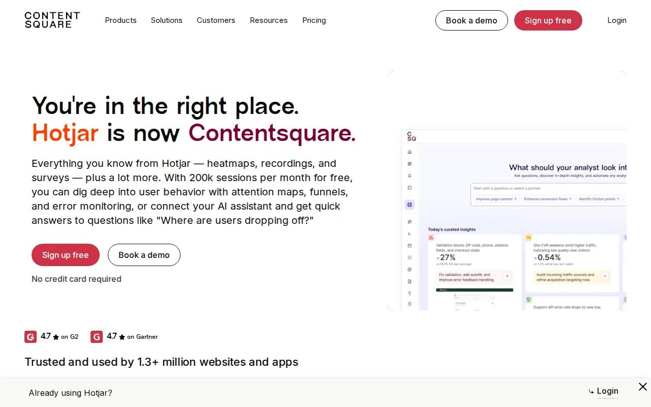 Screenshot of Hotjar