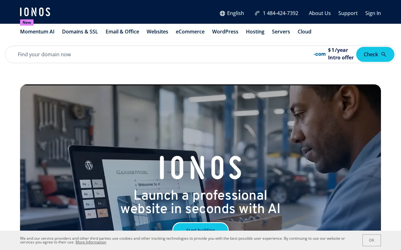 Screenshot of IONOS
