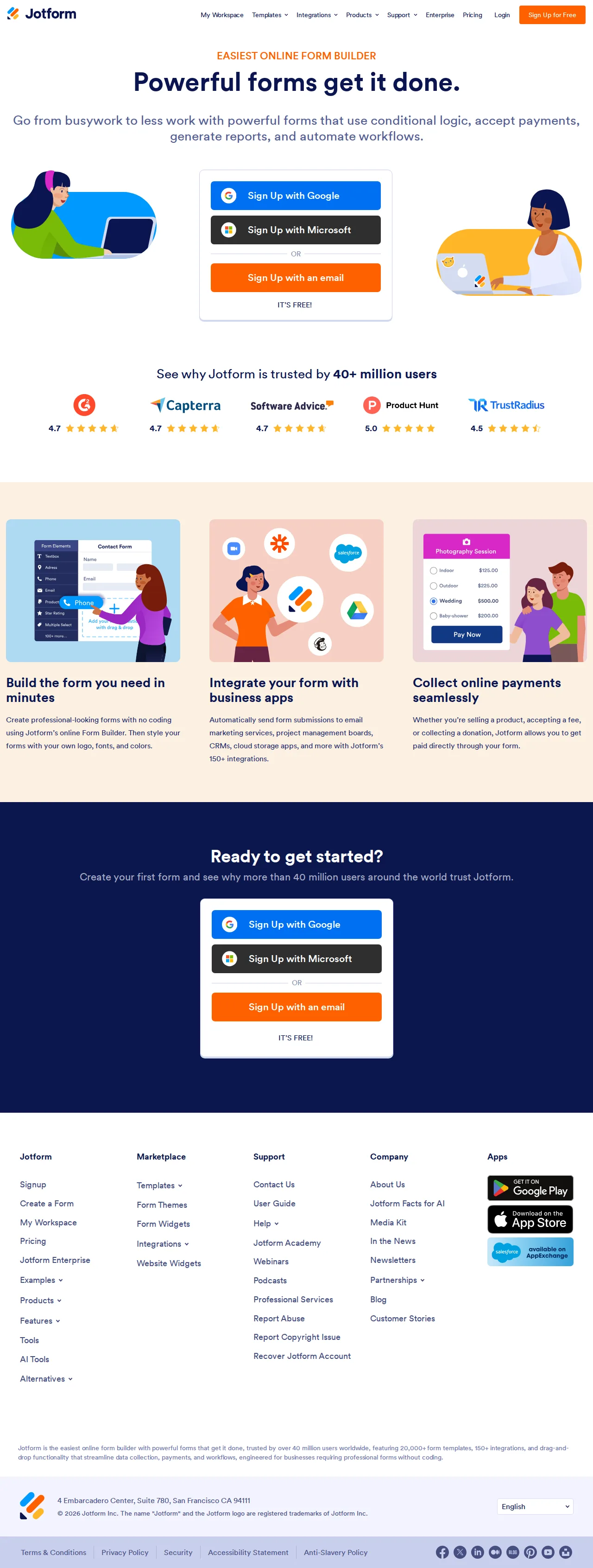 Screenshot of Jotform