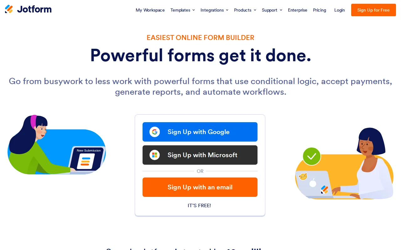 Screenshot of Jotform