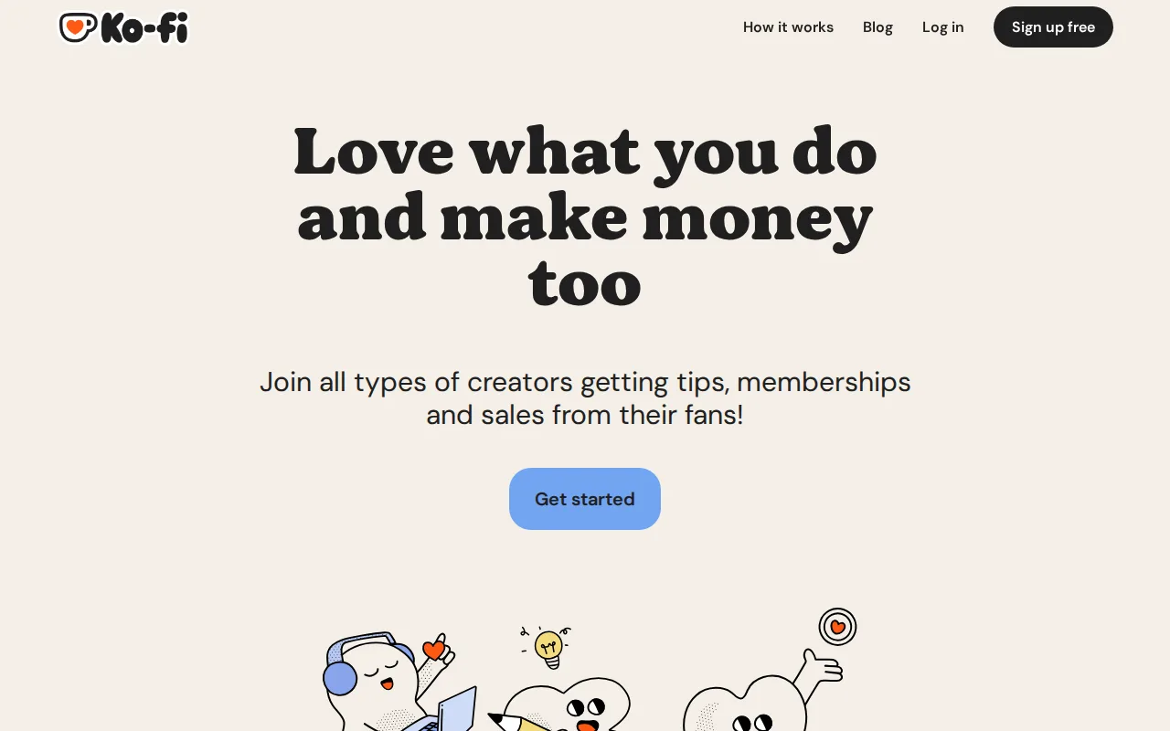 Screenshot of Ko-fi