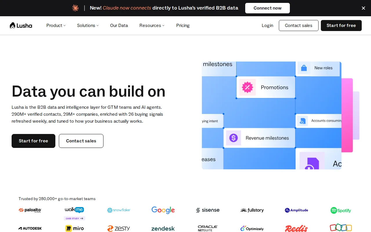 Screenshot of Lusha