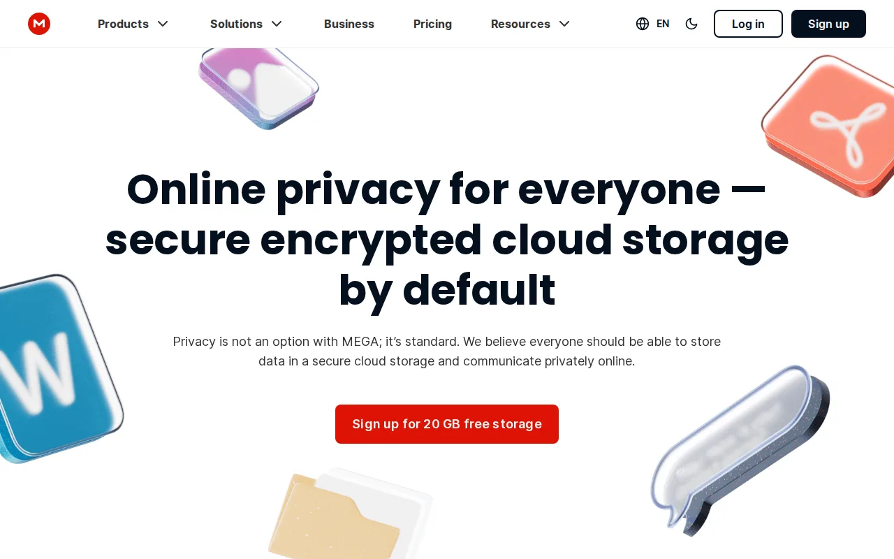Screenshot of MEGA
