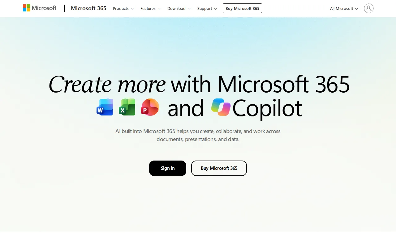 Screenshot of Microsoft 365