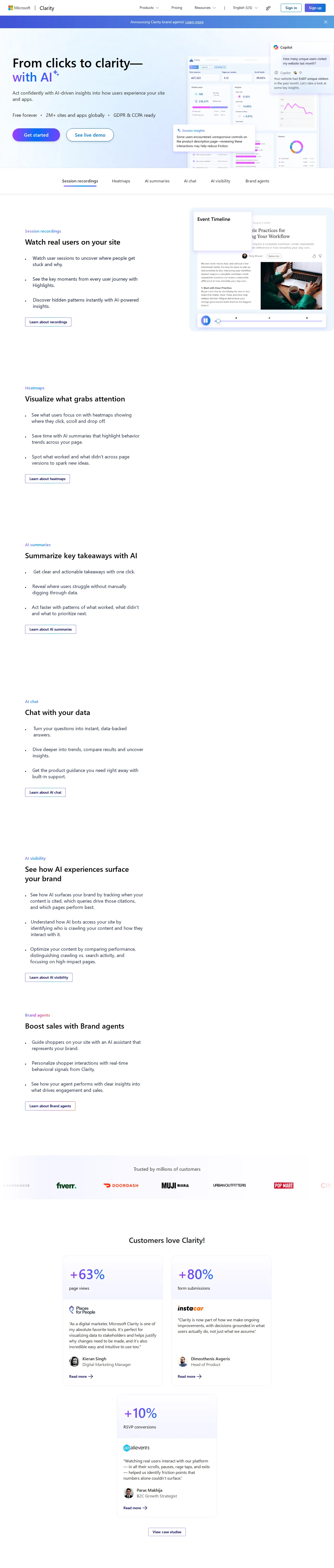 Screenshot of Microsoft Clarity