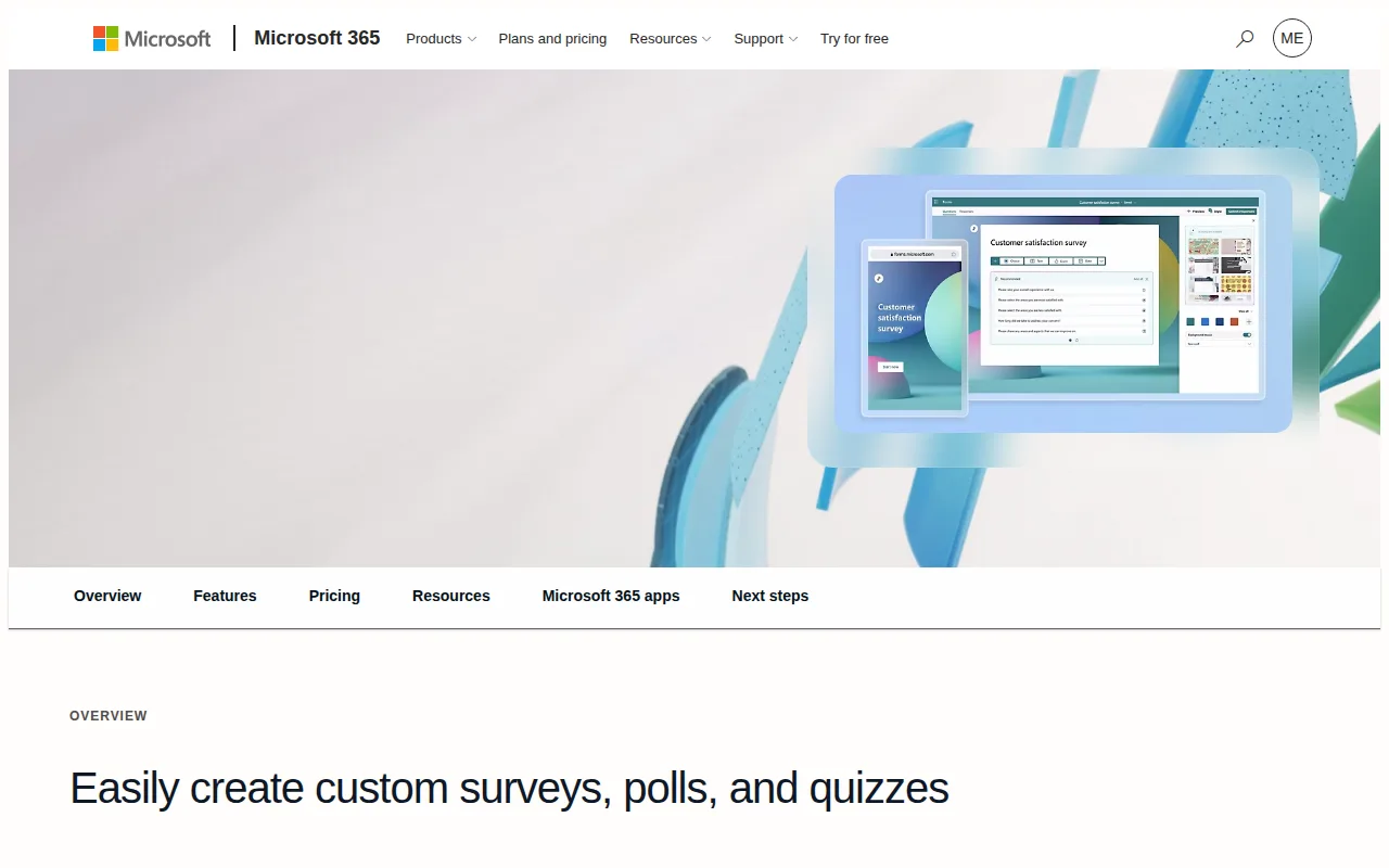Screenshot of Microsoft Forms