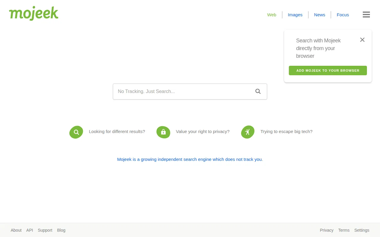 Screenshot of Mojeek