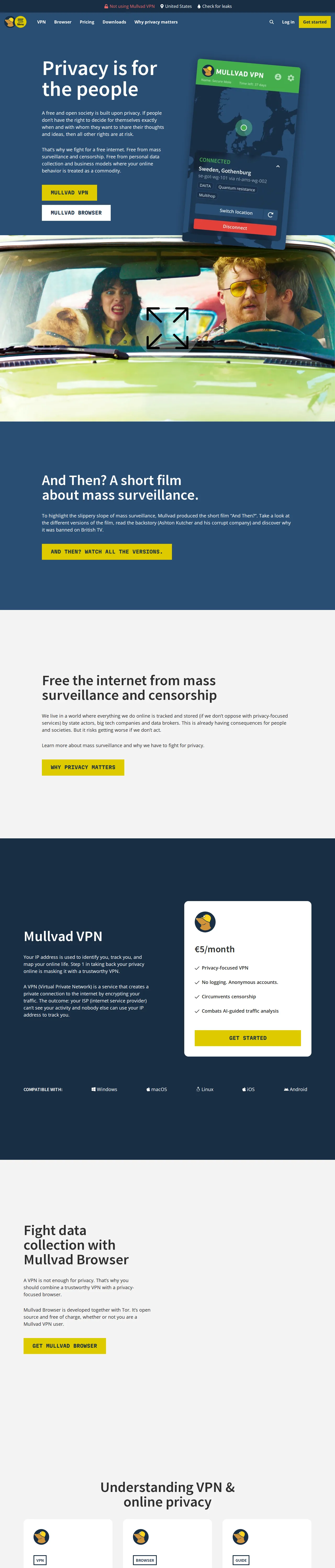 Screenshot of Mullvad