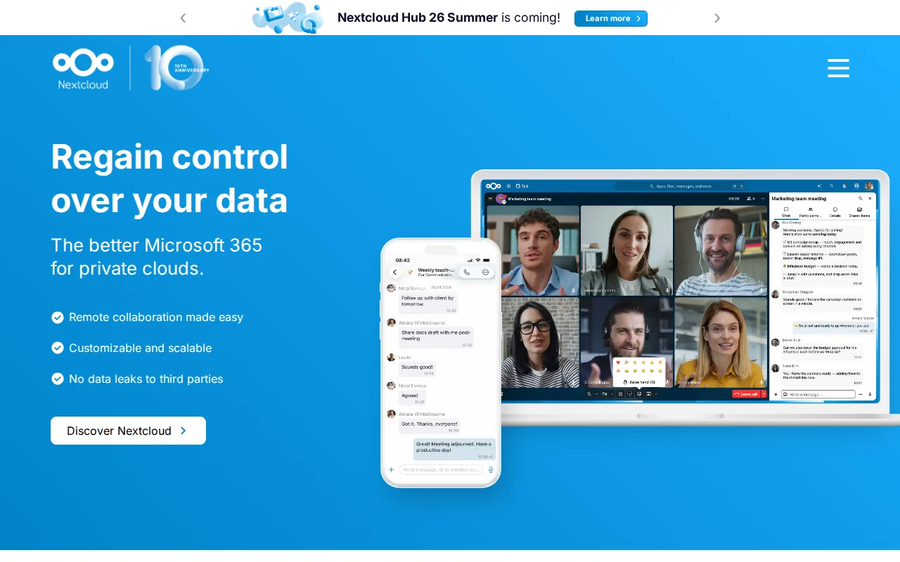 Screenshot of Nextcloud